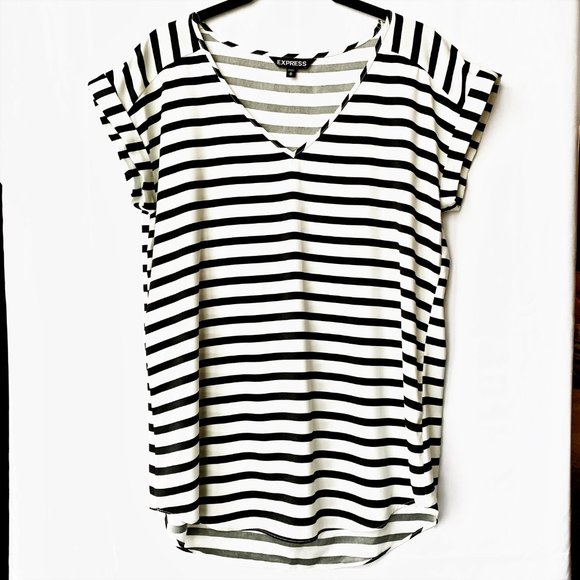 Express Tops - 5/$50 Express Striped Rolled Sleeve Shirt